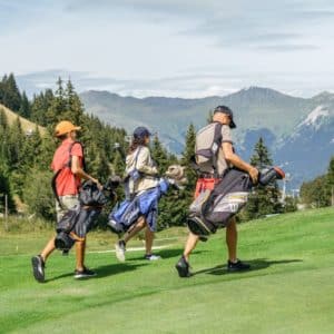 Golf Club de Courchevel | ©Léo RIVOIRON, 3 golfers walking on golf