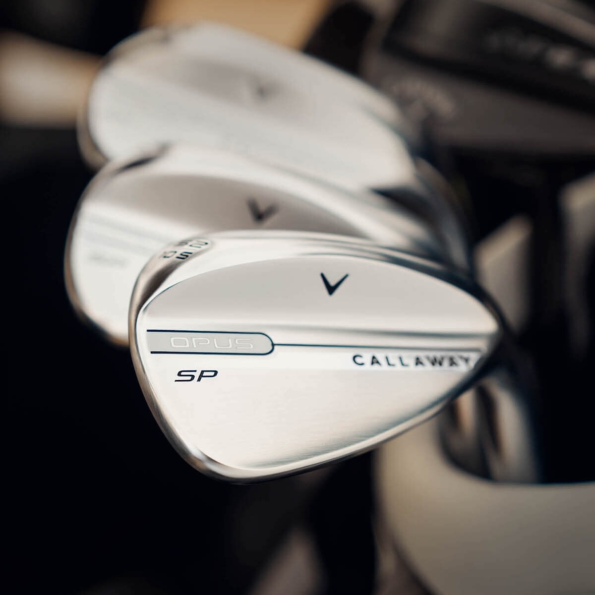 Close-up of Callaway wedges on display in the Courchevel Golf Club golf shop
